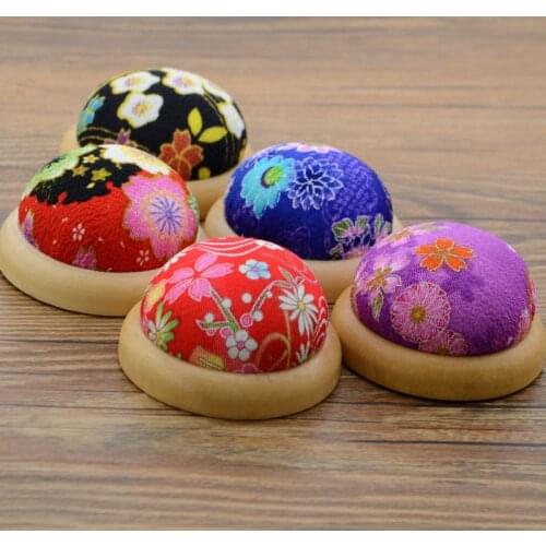 1pc Wooden Ball Shaped Craft Needle Pin Cushion Holder Japanese Sewing Kit Pincushions Diy Sewing Household Sewing Supplies G