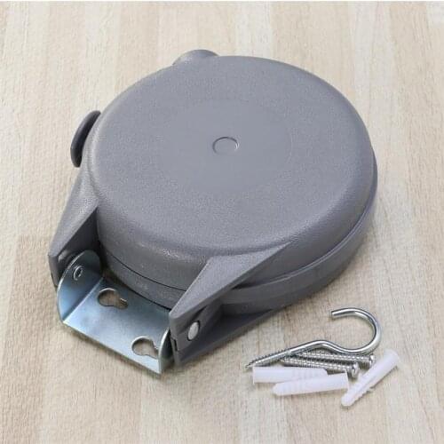 1pc 12m Retractable Clothesline Heavy Duty Portable Clothes Dryer With Adjustable PVC Rope String (Grey)