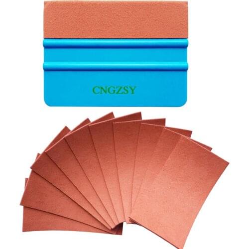 10pcs Suede Felt with Wrapped Plastic Squeegee Scratch Proof Square Shape 10CM Scraper Car Vinyl Wraps Hand Tool K34