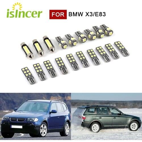 19pcs Perfect White Canbus LED Bulb Interior Trunk Dome Map Mirror​ Light Kit Car Lamp For BMW X3 E83 2003-2019