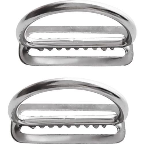 2pcs Scuba Diving Webbing Strap Belt Loop Stopper Keeper Slider with D-Ring 2 inch / 5cm 316 Stainless Steel Metal Safety