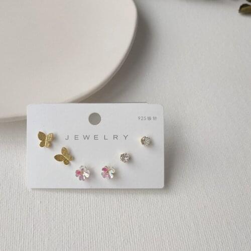 2021 Fashion Korean Elegant Cute Zirconia Butterfly Stud Earrings Set For Women Girls Sweet Cute Earrings Party Jewelry Gifts