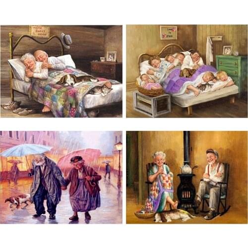 5D DIY Diamond Painting Full Square Diamond Embroidery Home Sweet Home Cross Stitch Rhinestone Old Man Decor