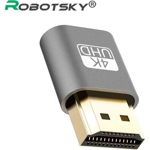 HDMI-compatible Virtual Display Adapter Gold Plate HDMI DDC EDID Dummy Plug Headless Ghost Display Emulator Lock plate Up to 4K