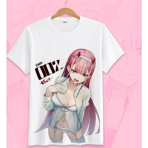 Anime darling in the franxx T-Shirt Short Sleeve zero two T shirts Cosplay Tshirt Tops Tees
