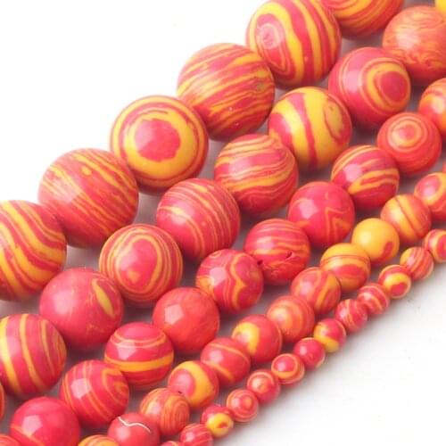 Orange Malachite Wholesale Natural Stone Round Loose Beads 4 6 8 10 12mm For Jewelry Making Diy bracelet Charms Necklace 15