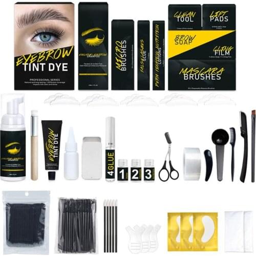 Eyebrow Mascara Cream Eyelash Tint Dye Kit Long Lasting for Men Women Makeup Brush Comb Razor Scissors Cosmetics Set Maquiagem
