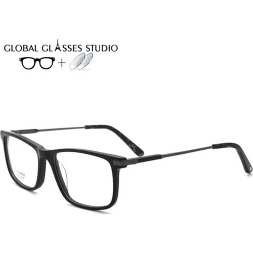 Black Square Classic Fashion Acetate Womens Mens Glasses Frame Prescription Lenses C021