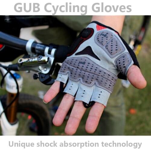 GUB Endurance Cycling Gloves Bicycle Bike Fingerless Gloves Silicone Half/Short Finger Extra Gel Gloves Double Gel-Vent Padding