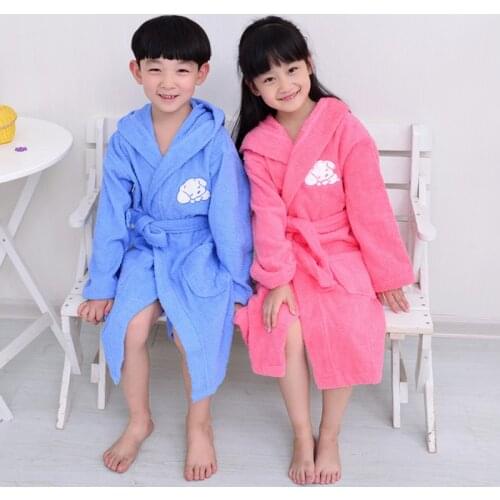 Homewear Kids Cartoon Hooded Robe 100% Cotton Toweling Terry Robe Boy&Girls Winter халат Robe Bathrobe Soft Sleeprobe Kids