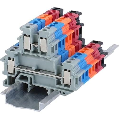 UKK3 DIN Rail Double Level Terminal Block 500V 25A 28-12AWG for wires connecting MBKKB 2.5mm 24A/500V