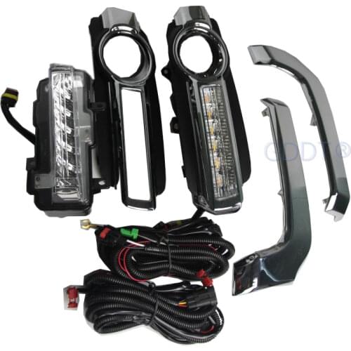 Dual Color Daytime Running Driving Light for montero v98 led DRL for pajero Turn Signal lamp for shogun v97 93 2015-2019 V95 V87