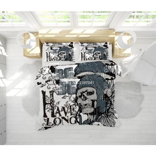 Skeleton Rose High Quality Bedding Set Personalized Skull Pattern Quilt Cover Pillow Cover 2-3 Pieces Home Textile Knitwear Boy