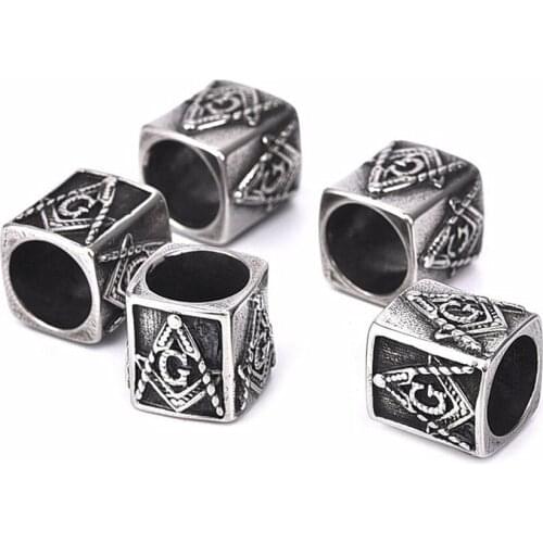 Metal Antique Silver Plating Big Hole Masonic Beads Free-Mason Freemasonry Beaded Jewelry