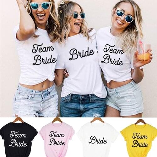 Fashion Women T Shirt Bridal Bachelorette Party Team Bride Graphic T-shirt Casual Wedding Female Top Tee Camisas Mujer Tumblr