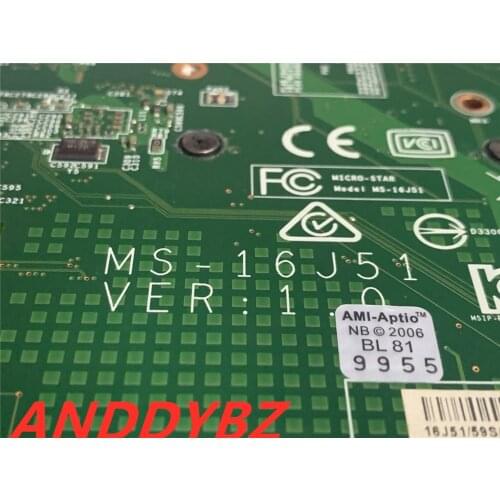 MS-17951 MS-16J51 for MS-1795 MS-16J5 MSI GE62 GE72 notebook motherboard CPU i5 6300HQ GPU GTX960M DDR4 100% work test