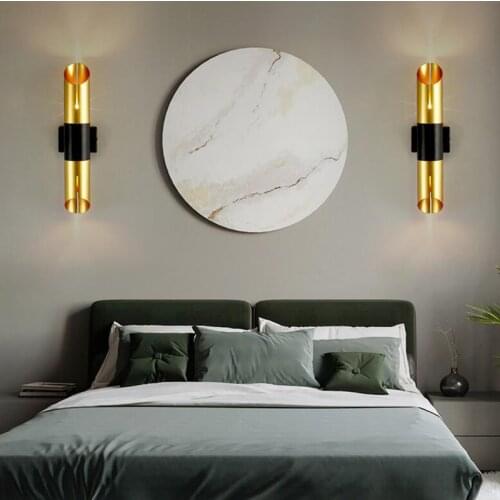 Nordic living room bedroom bedside wall lamp American hotel cafe long tube wall lamp post modern minimalist corridor wall lamp