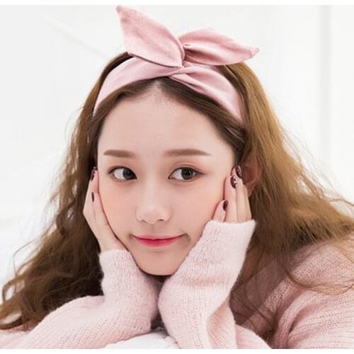 Suede Solid Color Rabbit Ear Ribbon Womens Headwear Twist Hairband Metal Wire Scarf Headband Hair Band Girls Hair Accessories