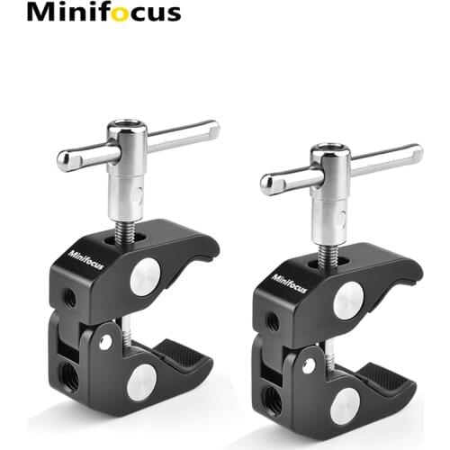 Minifocus Super Clamp with 1/4 and 3/8 Thread for Cameras, Lights, Umbrellas, Hooks, Shelves, Plate Glass, Cross Bars Magic Arm