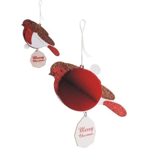 Wooderfullife Ornament Decorated christmas Card Pop Up Honeycomb Red Bird christmas decorations рождественские украшения