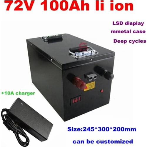 Waterproof 72V 100Ah Li-ion battery with BMS for 3500W 5500W 7200W tricycle Forklift EV motorcycle scooter +10A Charger