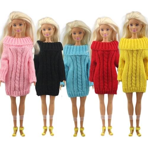 High Quality Handmade Knitted Pure Cotton Sweater Dress Tops Options Doll Accessories for Barbies Doll 11.5 Inch Girl Toy