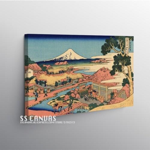 Japanese Ukiyo-e Style Retro Wooden Frame Canvas Painting Decor Wall Art Bedroom Home Room Framed Decoration Prints Poster