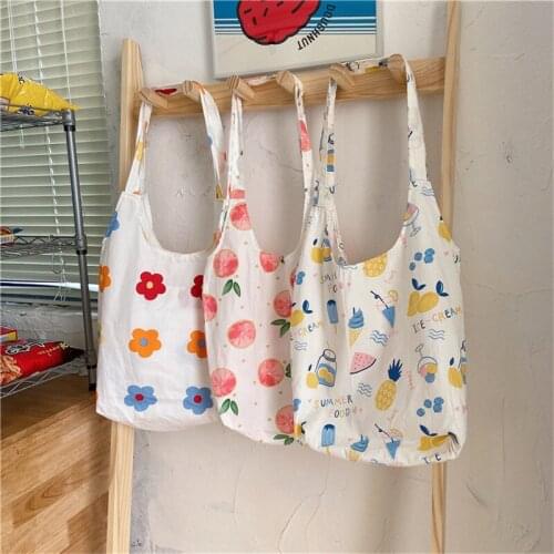 Ladies flower shoulder bag female large-capacity forest cloth bag Korean version ins student shoulder bag diagonal bag can be re