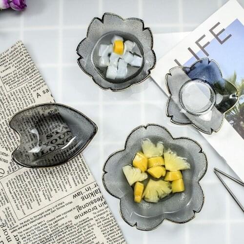 Crystal Glass Dish Creative Greyish Black Dried Fruit Dish Nordic Style Home Salad Dessert Bowl Tableware japanese bowl Other