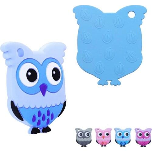 Food Grade Silicone Teethers DIY Animal Owl Baby Ring Teether Infant Baby Silicone Chew Charms Kids Teething Gift Toddler Toys
