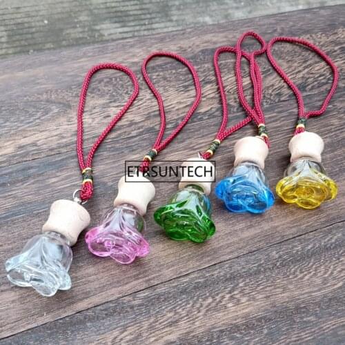 100pcs 7ML Small Car Rose Pendant Car Hanging Perfume Bottle Glass Empty Bottle Car-styling F2374