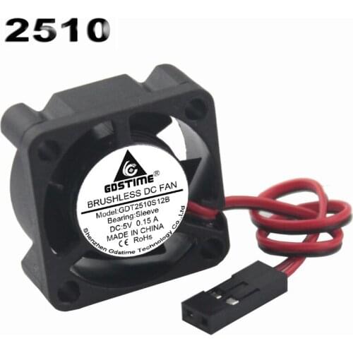 5Pieces Lot Gdstime 2510 25mm 25x25x10mm 2510S 5V 2Pin DuPont DC Brushless Cooling Fan
