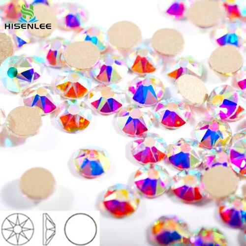 5A Grade (8 big + 8 small) Cut Facets SS20 5mm Crystal AB Colors Strass Stone Gold Flatback Glass Rhinestones Decor Nails 2088