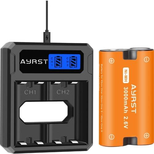 3000mAh Replacement Battery Pack + LCD USB Charger for Xbox One / Xbox One S/Xbox One X/Xbox One Elite Controller Gamepads