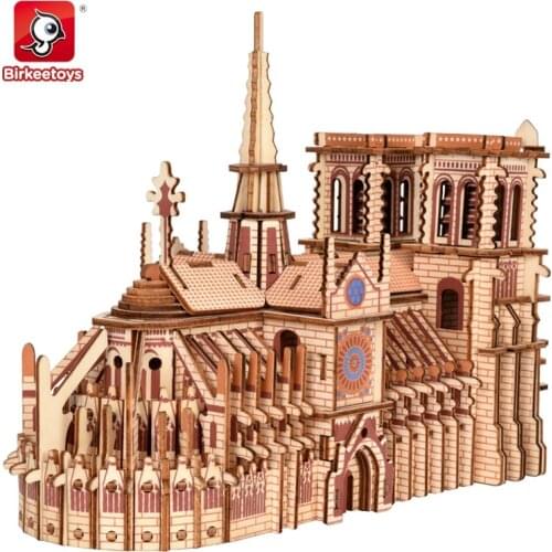 Architecture Notre-Dame De Paris Building Bricks DIY 3D Wooden Puzzle Jiasaw Teens Adult Toys Construction Model Eiffel-Tower