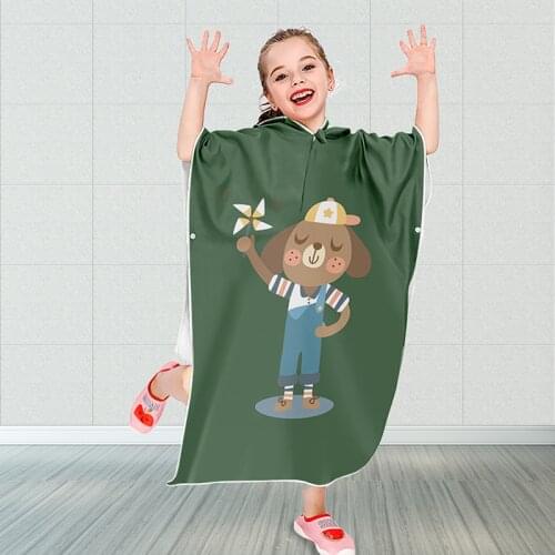 Cartoon Rabbit Printed Kids Beach Towel with Hooded Gym Fitness Bath Towels Surf Swimming Pool Changing Bathrobe Cloak