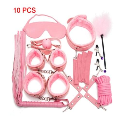 BDSM Sex Toys for Women Sex Games Handcuffs Nipple Clamps Whip Spanking Sex Silicone Metal Anal Plug Vibrator Bondage Set