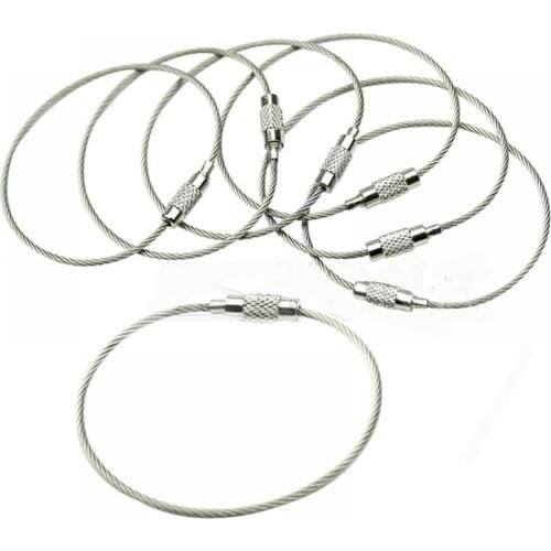 5/10pcs EDC Stainless Steel Aircraft Clasp Tough Gear Keychain Multi-quality Mechanics Prepper Outdoor Steel Wire Rope Key Rings