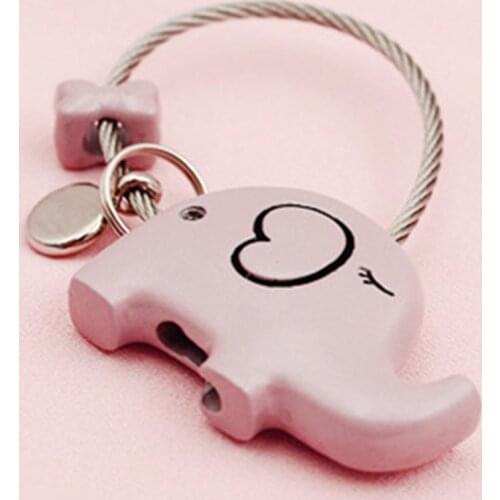 Lovely Cartoon Elephant Animal Keychain Steel Wire Key Chain Keyring Couple Gift
