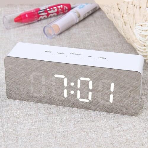 Digital Mirror LED Alarm Clock Night Lights Thermometer Wall Clock Lamp Square Rectangle Multi-function Desk Clocks mini alarm