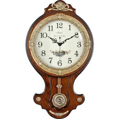European Silent Wall Clocks Vintage Wood Pendulum Hanging Art Creative Wall Clocks Digital Duvar Saati Home Decorative DG50WC