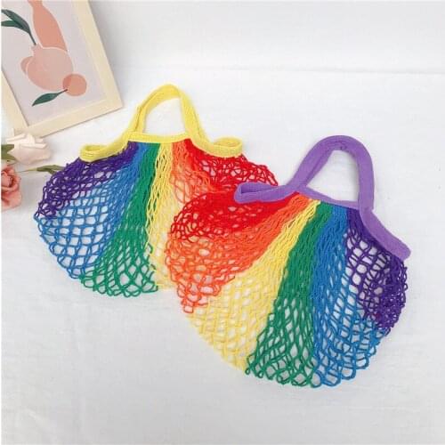 Childrens cute rainbow bag girls baby fashion portable hollow colorful beach bag kids backpacks