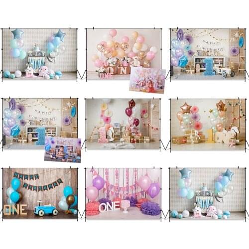 1st birthday Cake Smash Photography backdrop Baby balloons Party Newborn background Girl Boy birthday photocall cake Backdrop