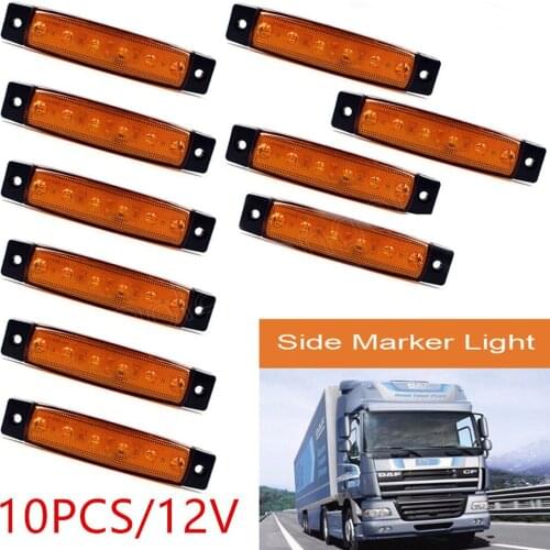 Hot sale 5 colors 10 pieces Car Lights 6LED Amber Side Marker Light Clearance Lamp 12V E-marked DOT Car Truck Trailer