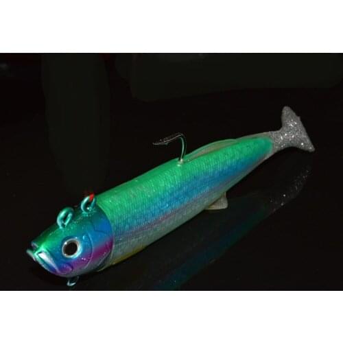 Deep sea Big Fishing Blue soft Replica Fish Lure Baits T tail 26cm/440g Free shipping