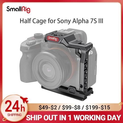 SmallRig Half Camera Cage for Sony Alpha 7S III A7s3 Multiple 1/4"-20 & ARRI 3/8"-16 threaded holes and cold shoe accessory 3193