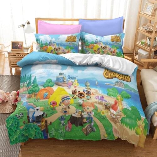 Game Animal Crossing 3D Cute Bedding Set Adult Kids Duvet Cover Set Twin Full Queen King Size Bed Linen Bedclothes Dropshipping