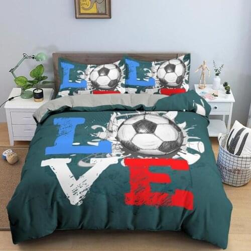 Love Football Duvet Cover Cartoon Kids Bedding Sets And Pillowcase 3d Bedclothes Linen Queen Size Full Queen Size