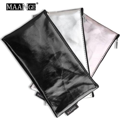 MAANGE Cosmetic Bag Makeup Case Women Zipper Make Up Handbag PU Organizer Storage Pouch Toiletry Fashion Travel Wash Bags
