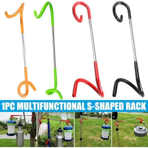270mm Stainless Steel Camping Hook Lamp Hanging Pole Hanger Camping Equipment Portable for Home Outdoors and Indoors Storage
